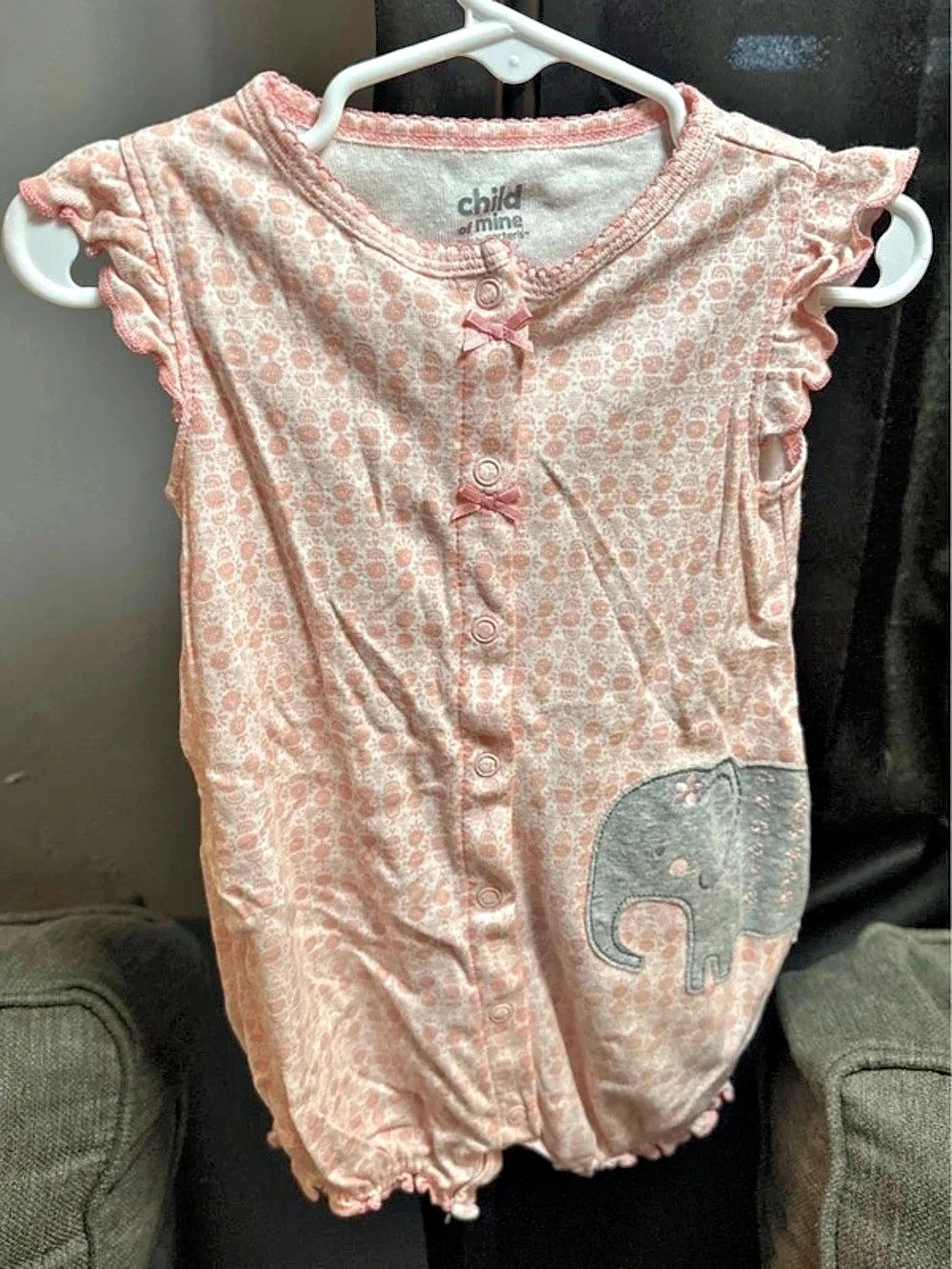 Carters Baby/Toddler 18m Pink & White Elephant Girls Romper